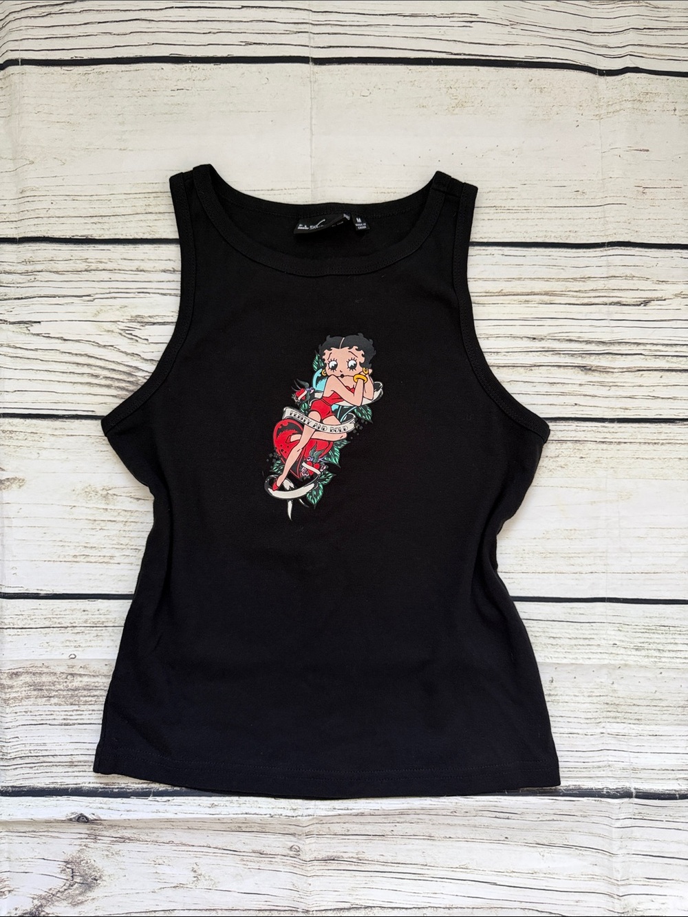 ♡ Feisty and Bold Fleischer Studios Inc Black Betty Boop Graphic Tank Top M